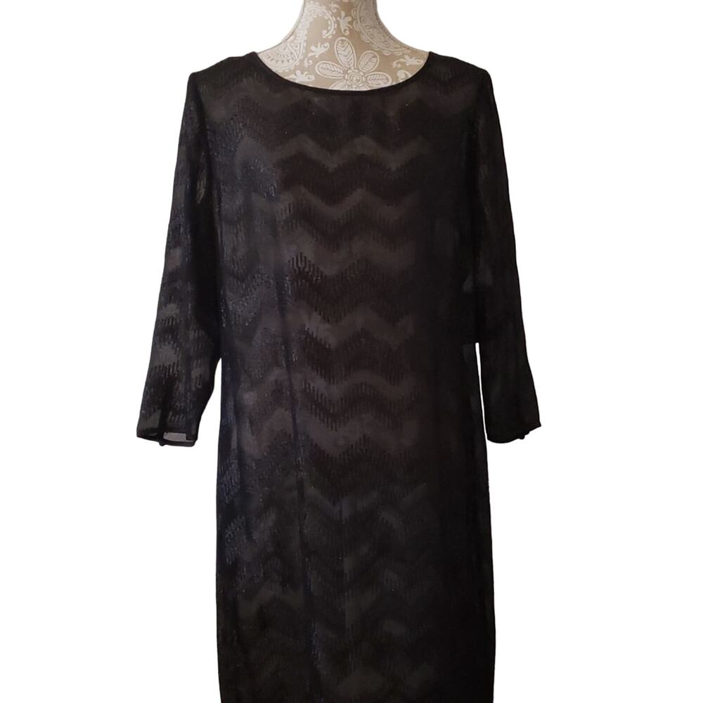 NWT Sheer Chevron Shift Dress 16
